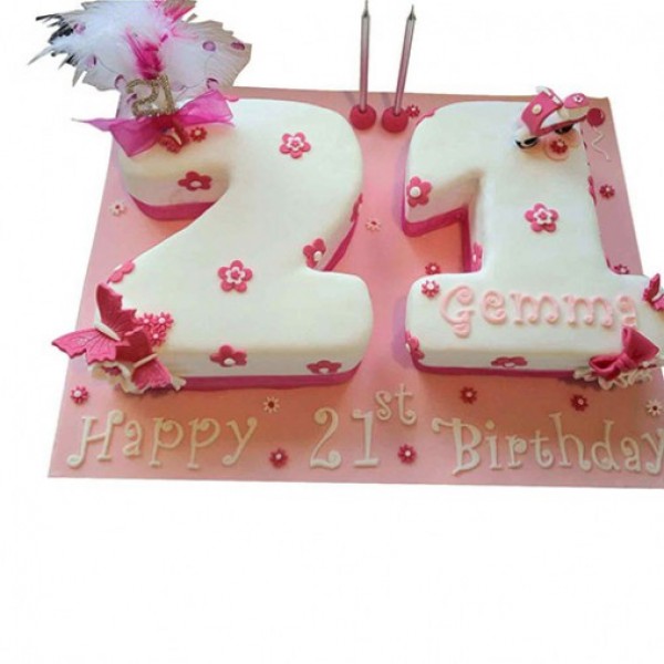 21st Birthday Vanilla Fondant Cake